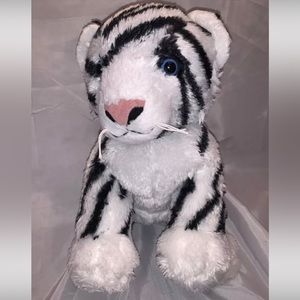 Build A Bear Siberian Tiger Black White Plush Blue Eyes 14" Soft Toy BABW RARE